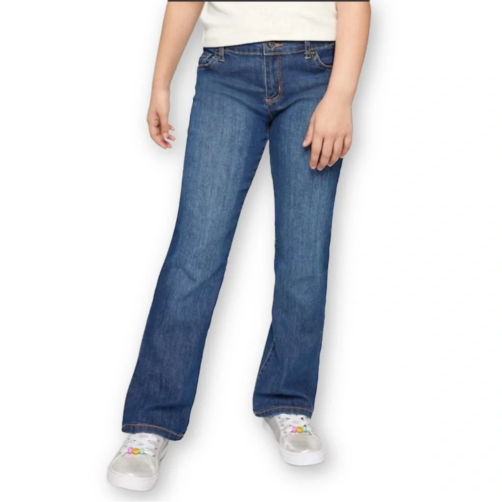 The Children’s Place Girls 8/10 Bootcut Medium Wash Adjustable Denim Blue Jeans